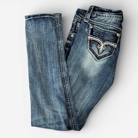 Rock Revival Blair Skinny Jeans 26 Heavy Stitch Flap Pocket 30 Inseam - Picture 15 of 15